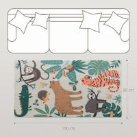 Tappeto in Poliestere con Motivo Giungla, Facile da Pulire, 160x120x1cm, Multicolore