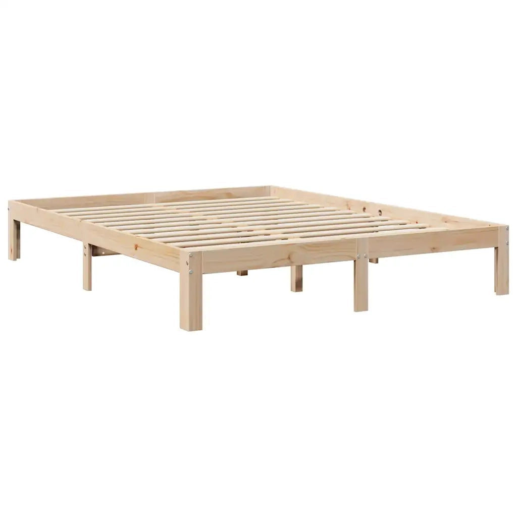 Letto Libreria senza Materasso-Struttura Letto contenitore 160x200 cm in Legno di Pino 738379
