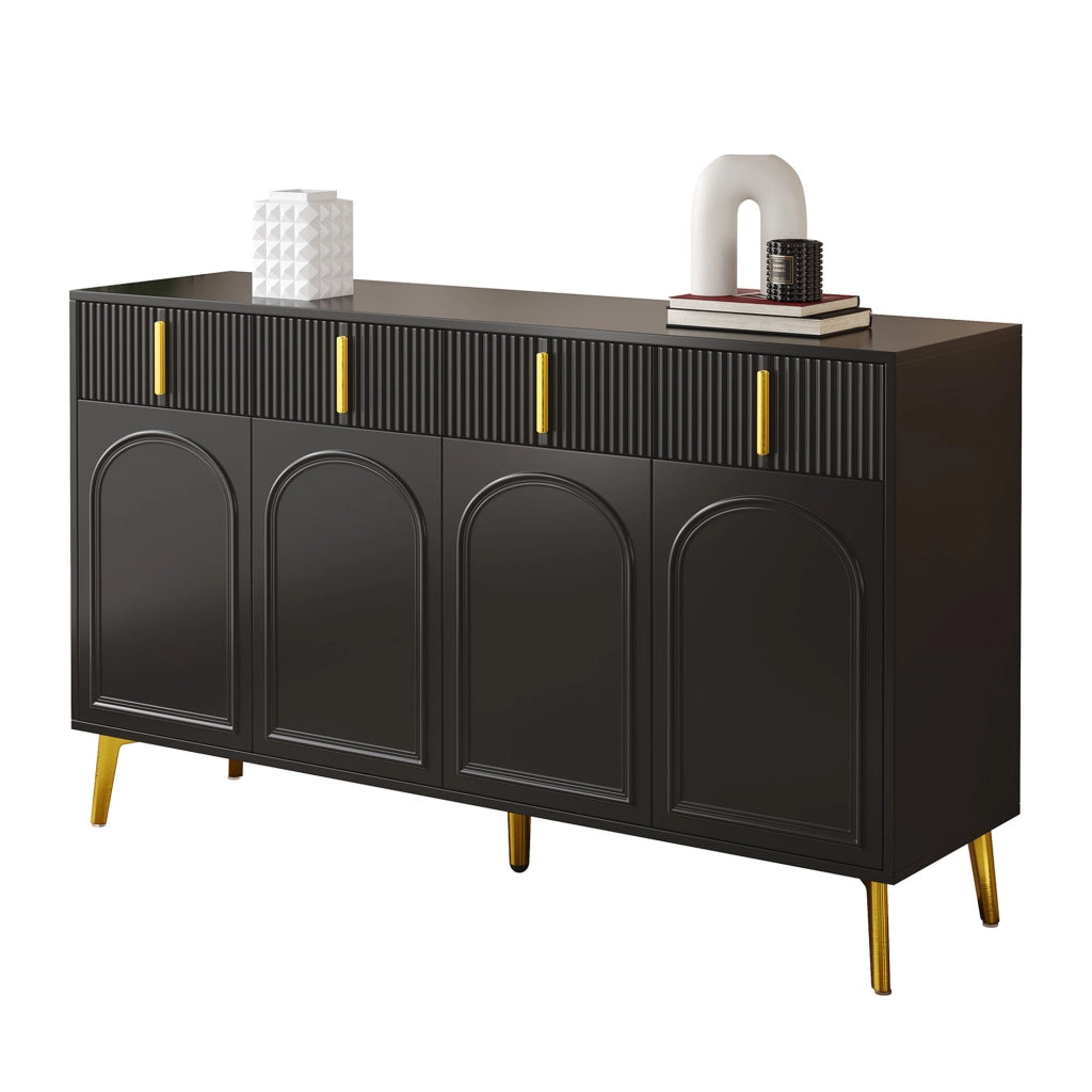Credenza 4 Ante 4 Cassetti ¨C MINIMAL ¨C Laminato Estraibile, Soggiorno, 140x38x82 cm