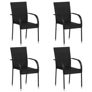 Sedie da Esterno Impilabili 4 pz in Polyrattan Nere cod mxl 19198
