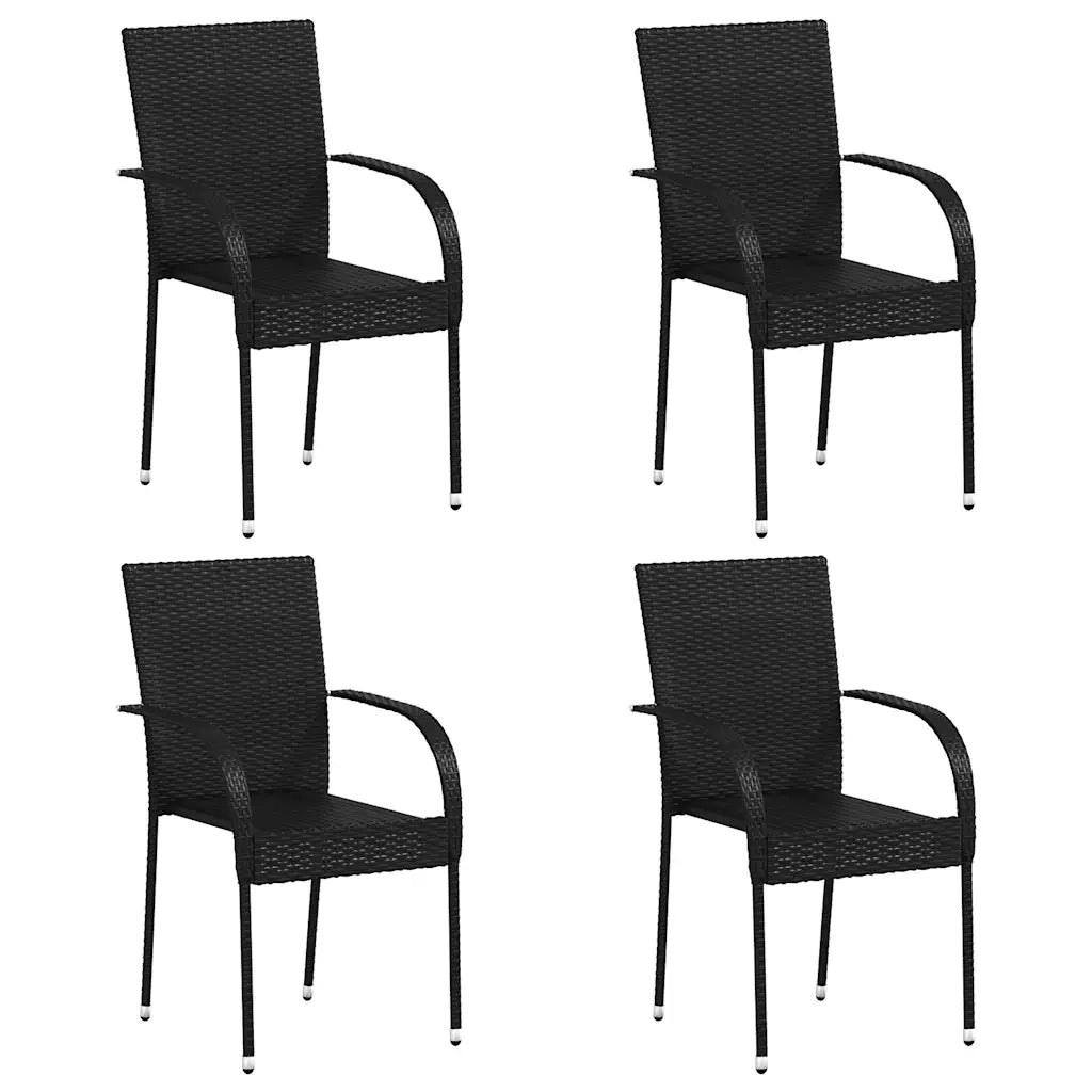 Sedie da Esterno Impilabili 4 pz in Polyrattan Nere cod mxl 19198
