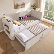 LETTO Divano con letto estraibile 90x190 cm Beige cotone e lino