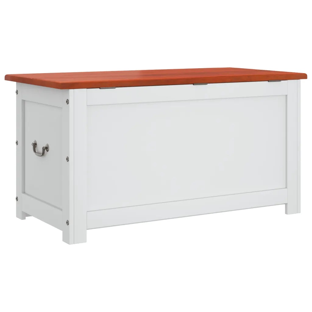 Cassapanca con Coperchio-Baule-Armadietto contenitore Marrone e Bianco Legno Massello Acacia 105340