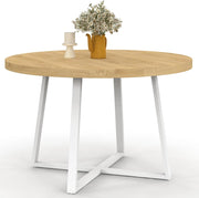 Tavolo da pranzo rotondo SELMA 4-6 persone in legno e bianco 110 cm