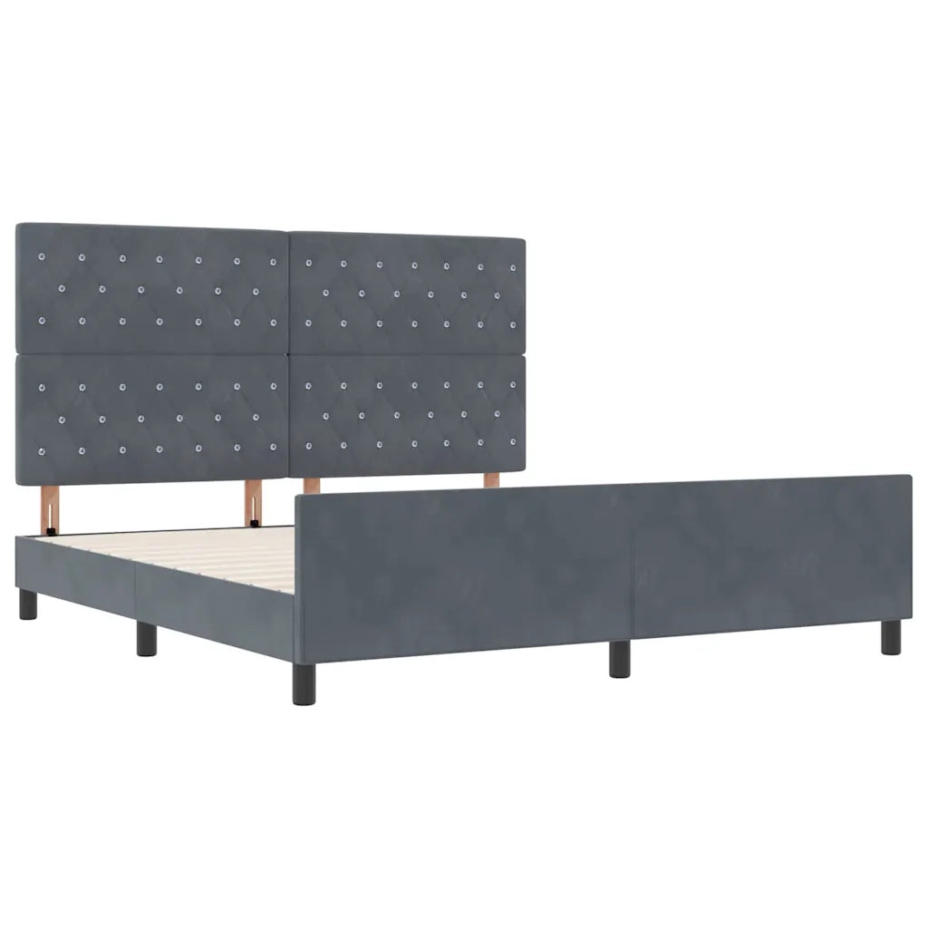 Letto a molle con testiera Grigio scuro 180 x 200 cm Velluto 3344892