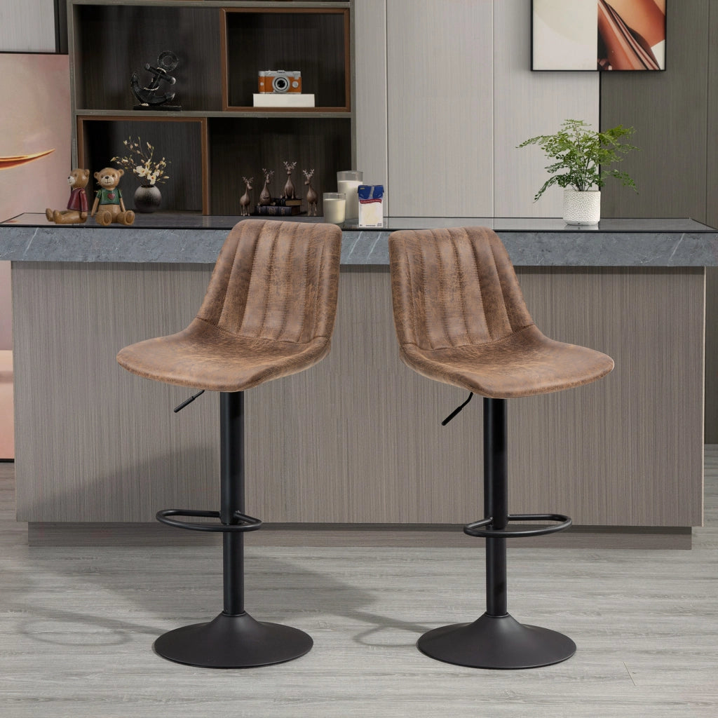 Sgabelli da Bar con Schienale ¨C Zephmum ¨C Regolabile, Stile Industriale, Marrone