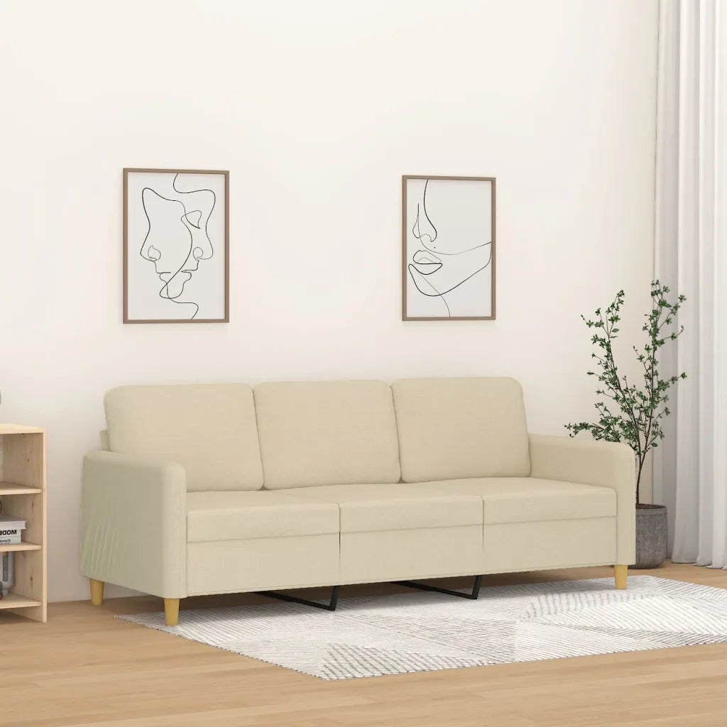 Divano a 3 Posti Crema 180 cm in Tessuto 359488
