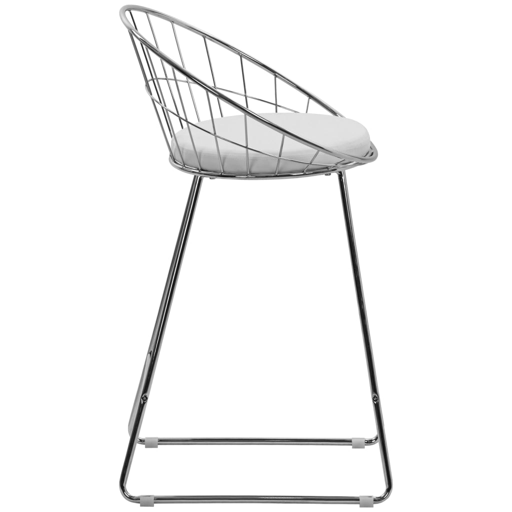 Set di 2 sgabelli da bar 65cm in metallo cromato e cuscino bianco ALEX