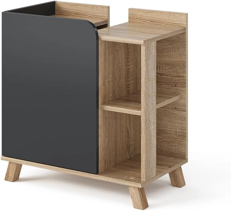 Mobiletto per lavabo Karen, Sonoma/antracite, 60 x 65 cm con porta e vani aperti, con ritaglio per sifone per il montaggio sotto il lavabo