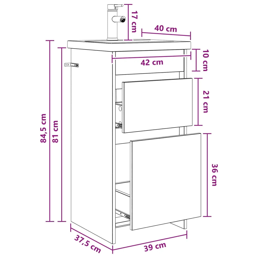 Mobile da bagno con lavabo Bianco 42 x 40 x 84,5 cm 890720