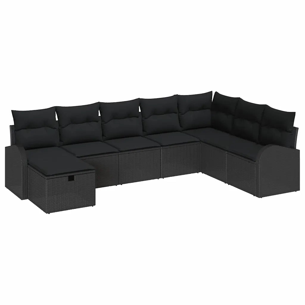 vidaXL Set Divano da Giardino con cuscino 8 pcs Nero Poly Rattan