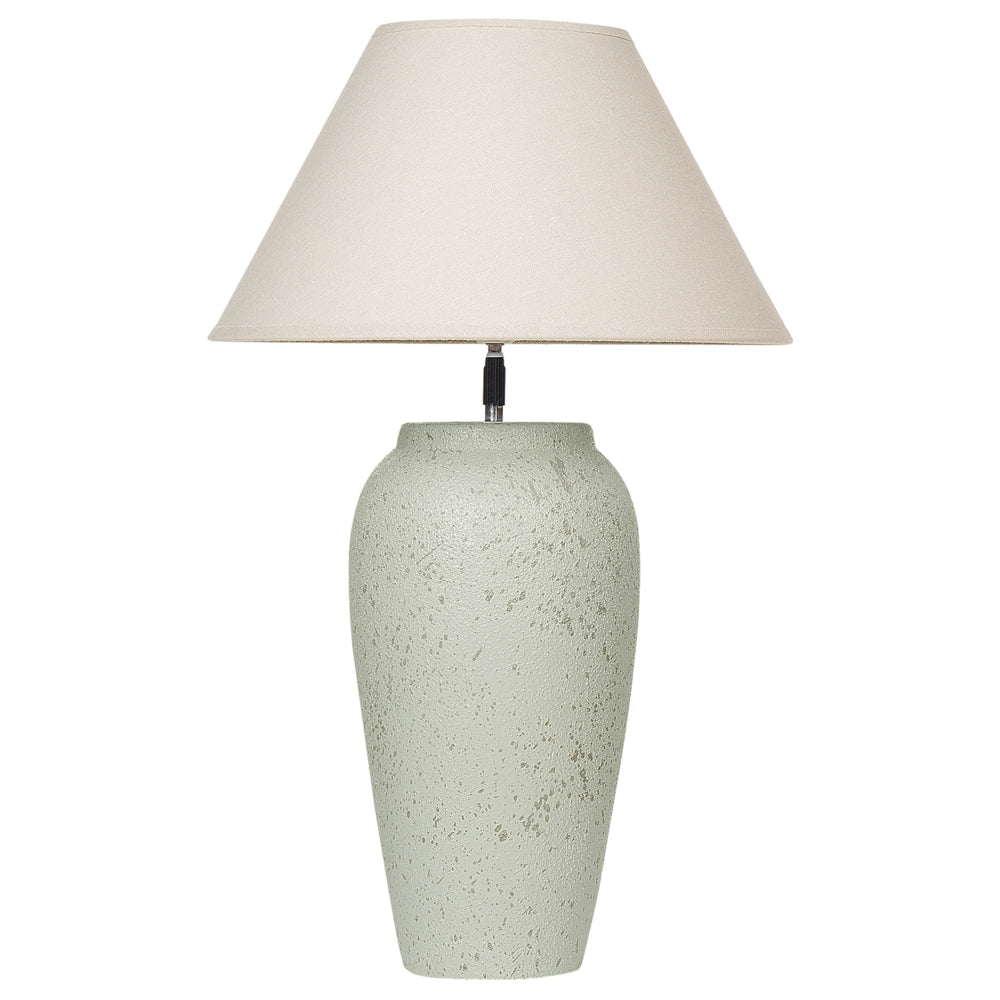 Lampada da tavolo Base in ceramica bianca Paralume a cono regolabile in lino Effetto invecchiato Design moderno e minimalista Soggiorno Camera da letto