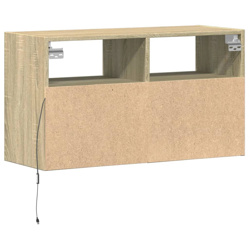 Mobile TV multimediale mensola TV credenza mobile TV sala da pranzo soggiorno parete attrezzata per camera da letto con luci LED rovere Sonoma 80 x 31 x 45 cm marrone 02_0028028