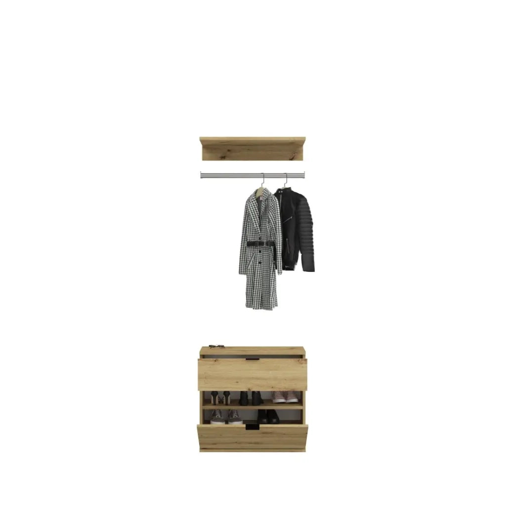 Armadio con 8 ante con specchi + guardaroba e cassetti - Rovere chiaro - BODITE