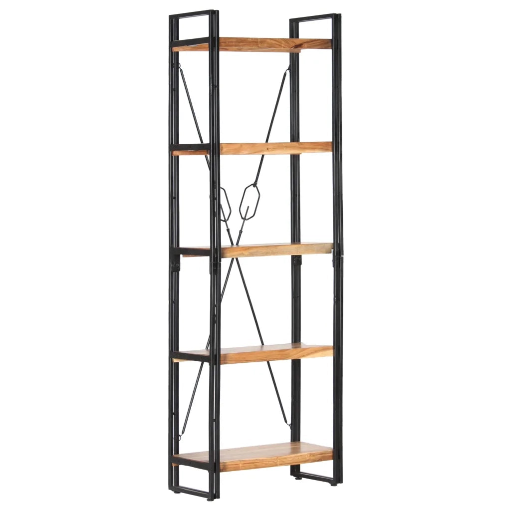 Libreria a 5 Ripiani-Scaffale per Libri-Mobile di Stoccaggio 60x30x180 cm in Legno Massello di Acacia