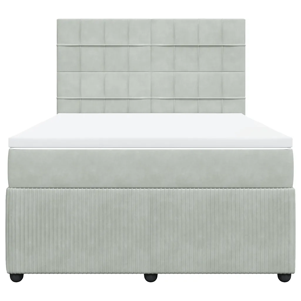 Giroletto a Molle con Materasso Grigio Chiaro 140x200cm Velluto 3292358