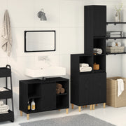 Set di Mobili da Bagno da 3 Pezzi  in Rovere Nero Legno Ingegnerizzato