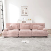 Divano angolare modulare - Xylo - 3 posti con seduta profonda, trasformabile in letto, chenille rosa
