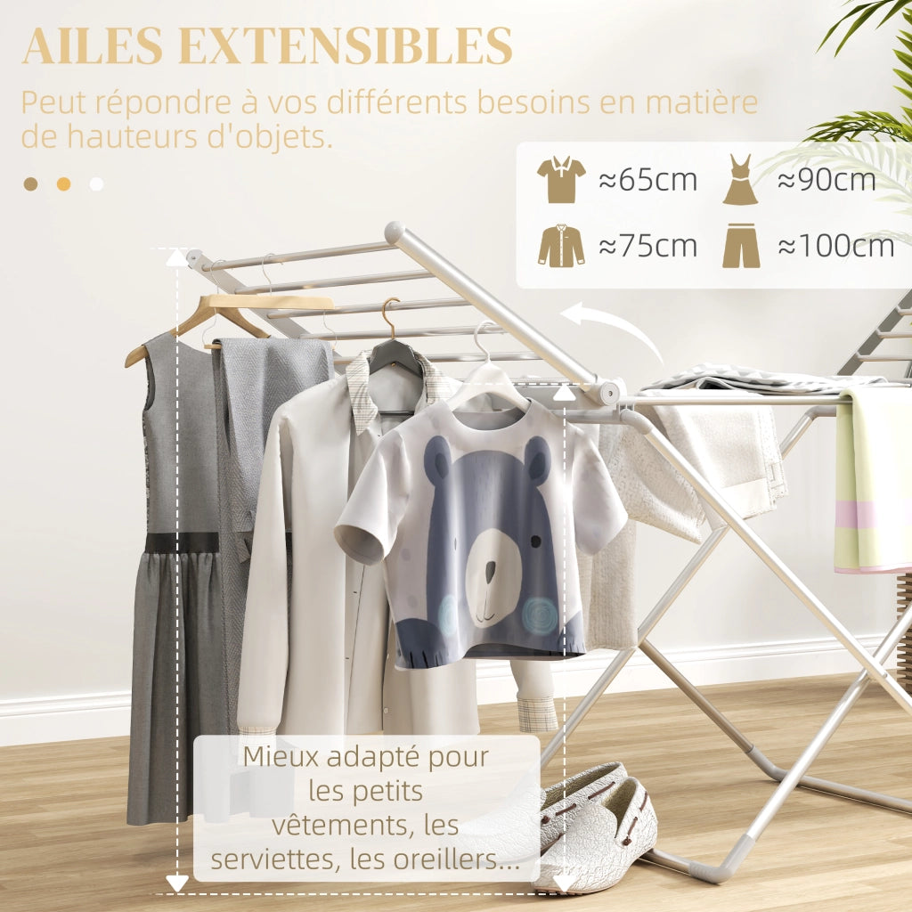 Stendibiancheria elettrico 2 ali laterali estensibili ¨C zephmum ¨C 144x53x91 cm