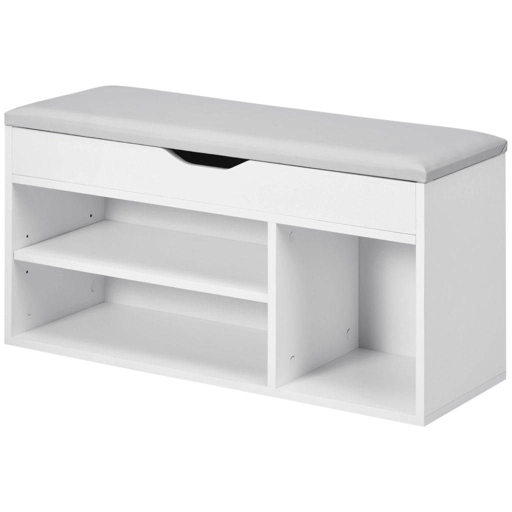 Scarpiera con panca e ripiani ¨C zephmum ¨C bianco 80x30x43cm