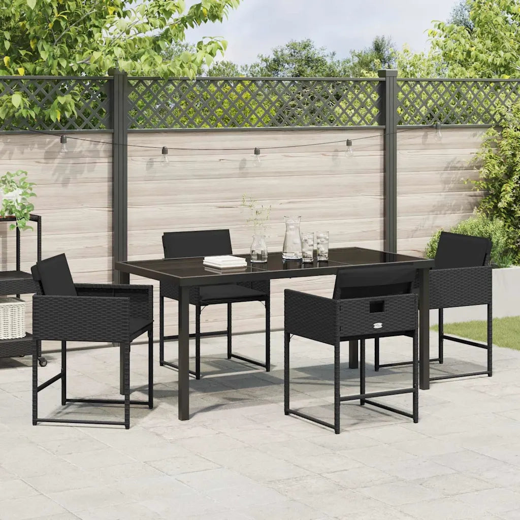 Set da Pranzo per Giardino 5 pcs Nero polyrattan 3380719
