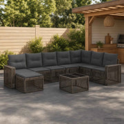 Set Divano da Giardino 9 pz Grigio e Grigio Scuro polyrattan 3435218