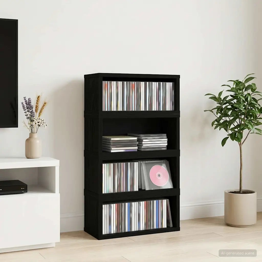 Rack per Stoccaggio CD 4 pz Rovere Nero 40 x 17 x 17 cm 8012711