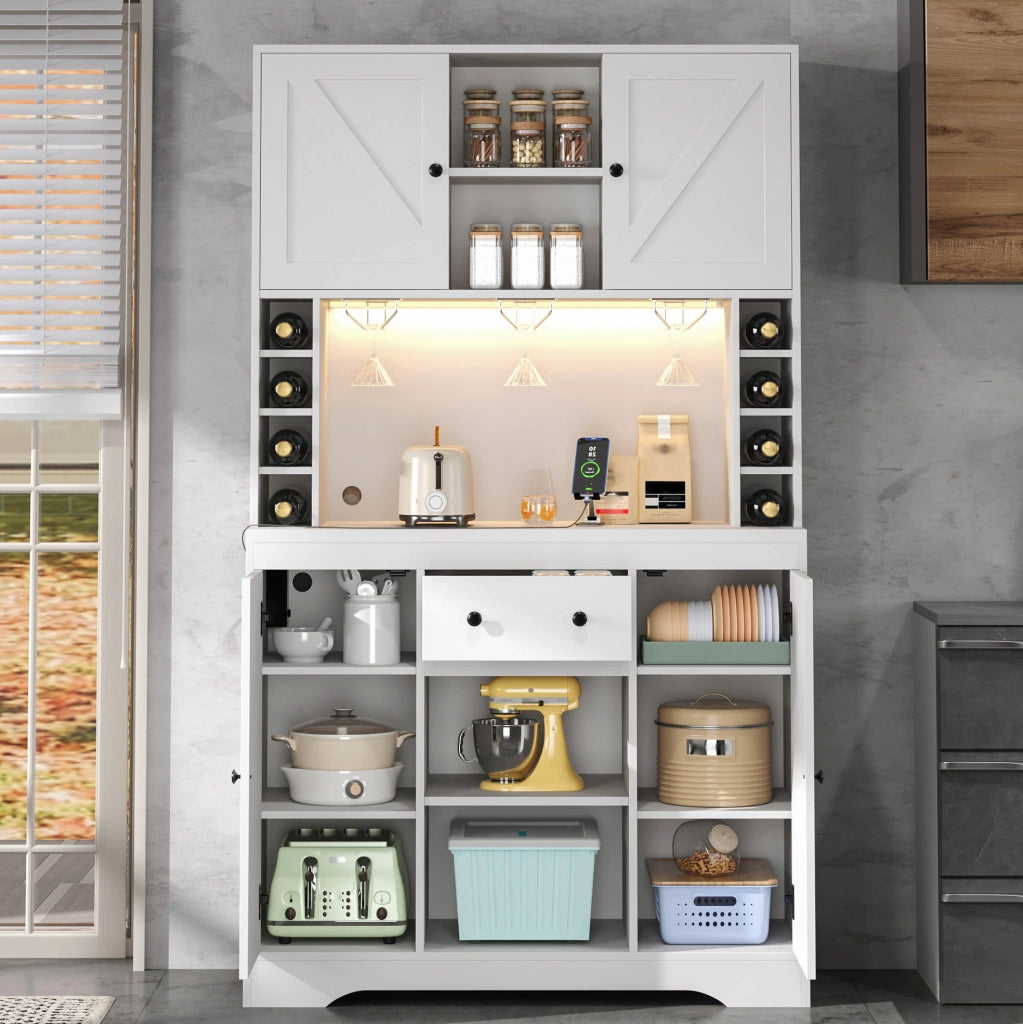 Buffet cucina con LED controllato da app; prese integrate; 180 x 105 x 40 cm; bianco