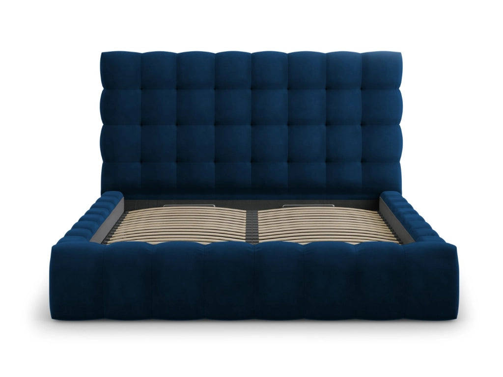 Cosmopolitan Design - Letto a cassettone con testiera "Bali" 200x200cm in velluto blu reale 