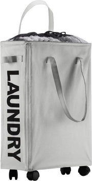 Asciugamani con maniglie allungabili, asciugamani pieghevoli con ruote, lavabo rettangolare stretto, cassetto di stoccaggio per bagno, camera da letto, 40 l, 39 x 18,5 x 58 cm, grigio chiaro