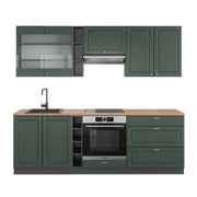Cucina componibile Fame-Line Verde-oro rustico/Antracite 235 cm, PL Rovere Vicco