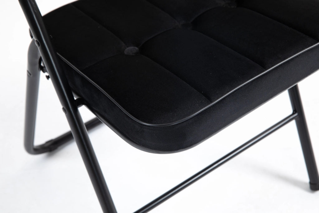Sedia pieghevole da pranzo 46x47x90 cm nera, set da 2, con cuscino