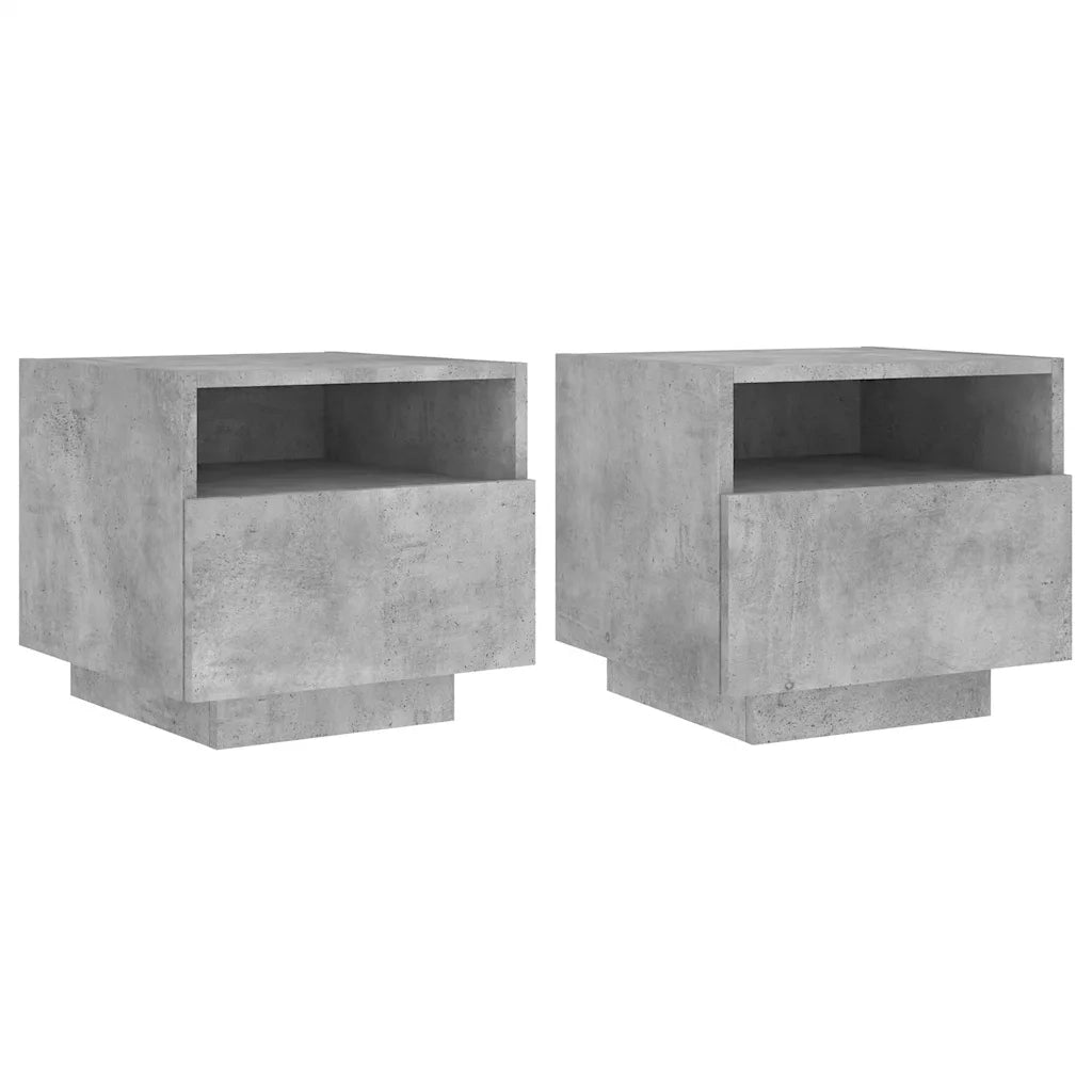 Comodini con Luci LED 2pz Grigio Cemento 40x39x37 cm 836805