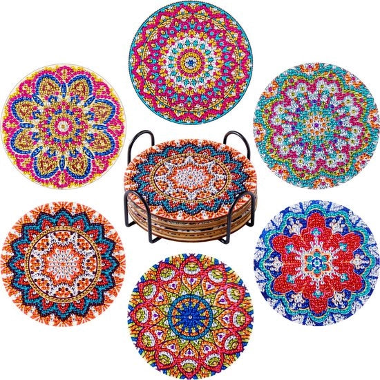 6 pezzi di fondi per pittura con diamanti, fondi per pittura con diamanti con supporto, fondi per pittura con diamanti con contenitore, per hobby, fondi per mandala per principianti, adulti e bambini