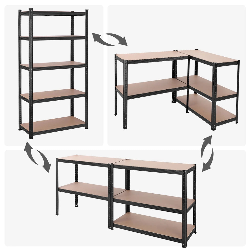 Scaffalatura metallica per carichi pesanti 180 x 90 x 40 cm 5 ripiani portata totale 875 kg (175 kg/ripiano) ripiani regolabili per garage/cantina nero 12_0...