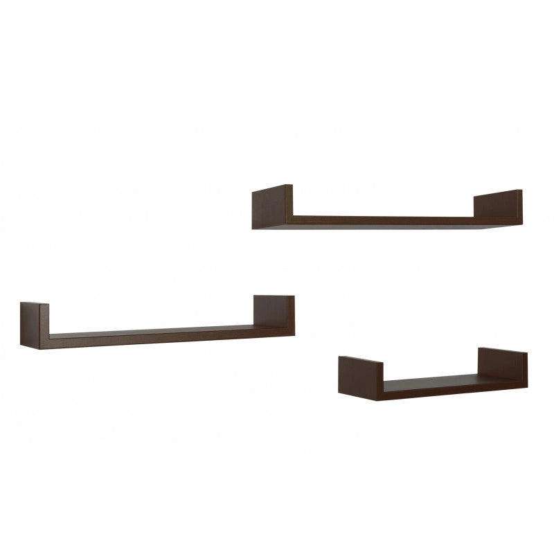 Set di 3 Mensole da Muro, Mensole Muro Design, Mensola da Parete, Wengè, 60x8 p15,5 cm, 50x8 p15,5 cm e 40x8 p15,5 cm - Calamita
