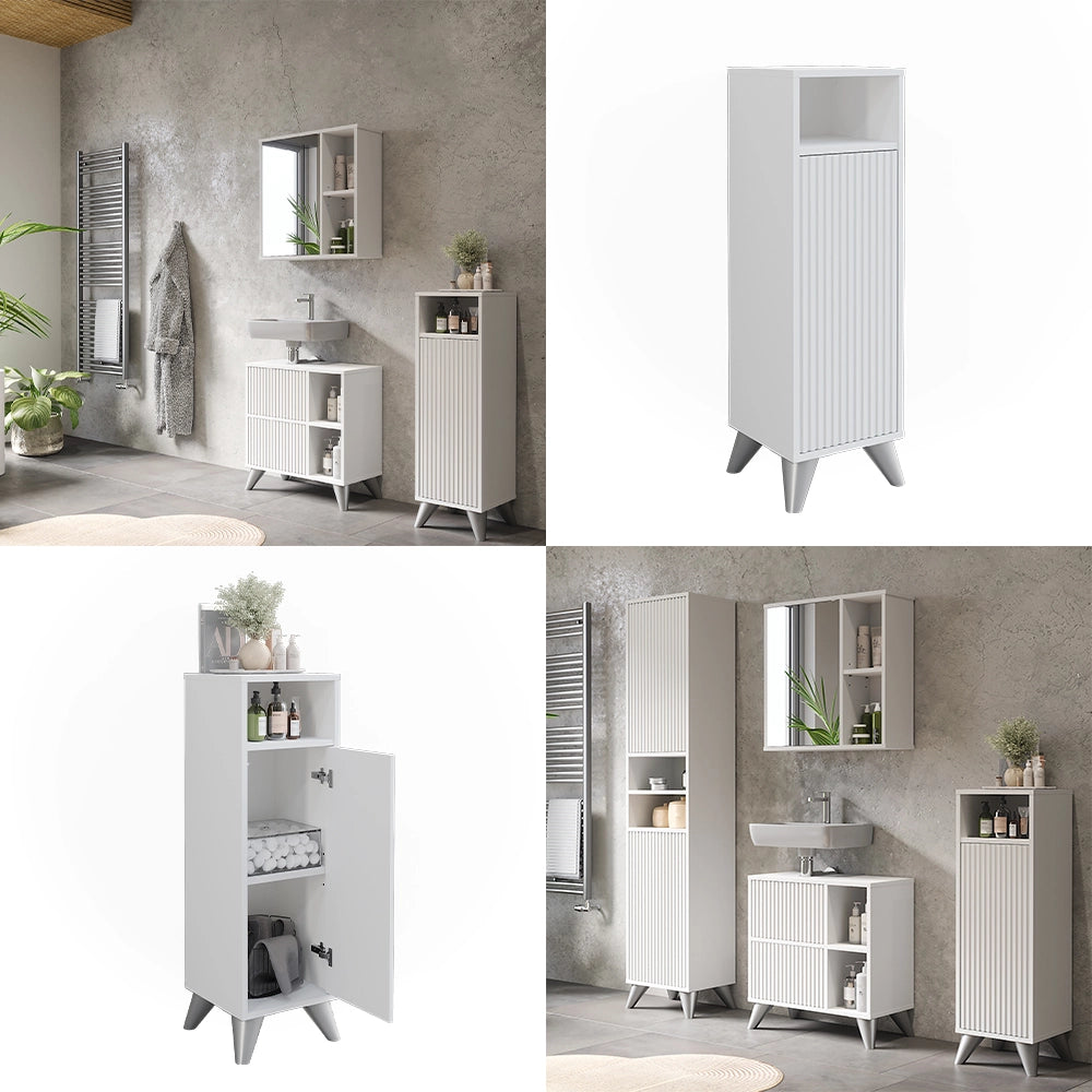 Vicco mobiletto bagno Bianco 30 x 97 cm con porta