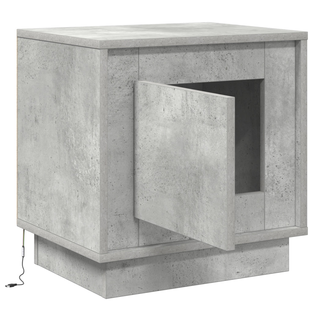 Comodino con luci LED Grigio Cemento 44x34,5x45 cm