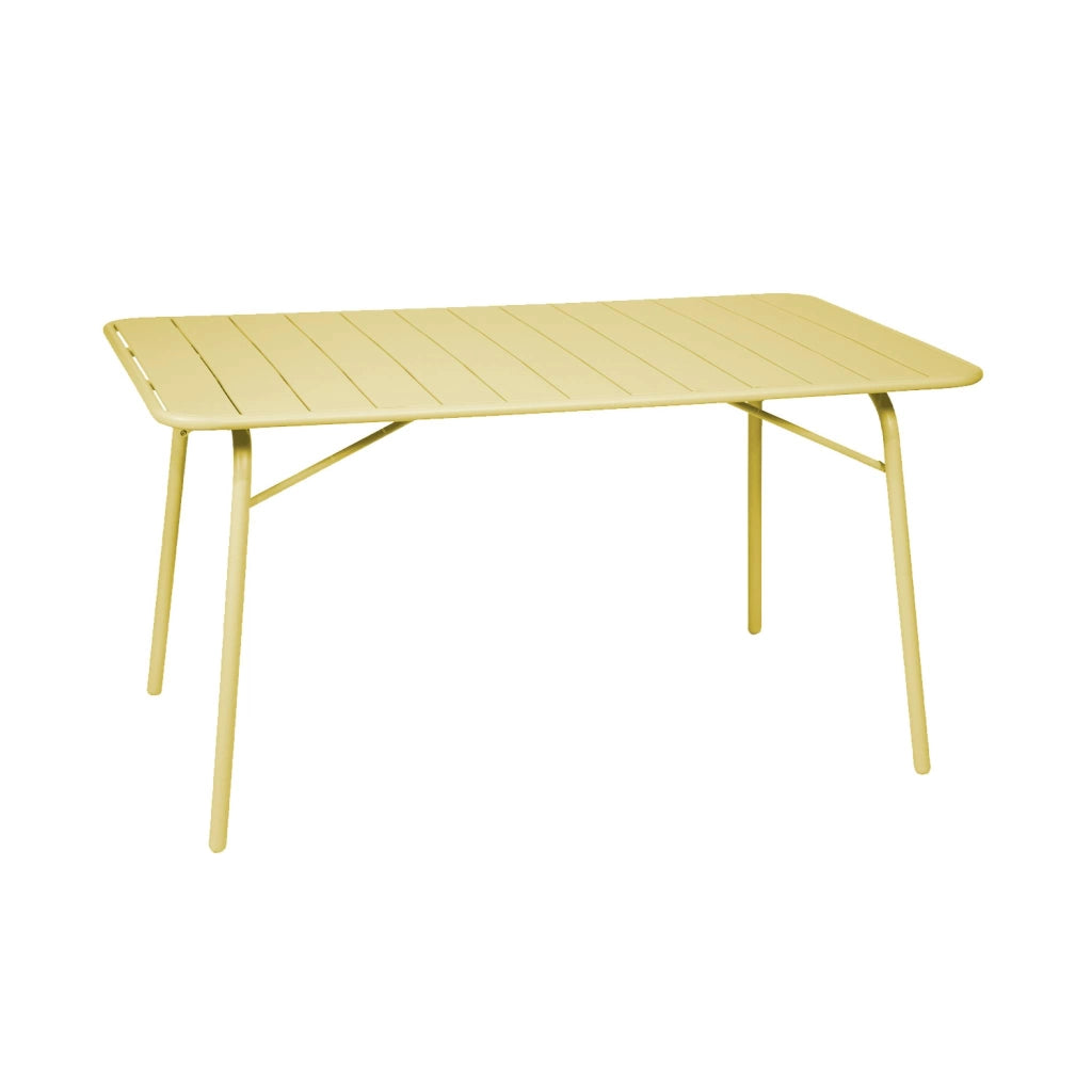 Tavolo da giardino pieghevole in metallo 6 posti, 140cm, giallo