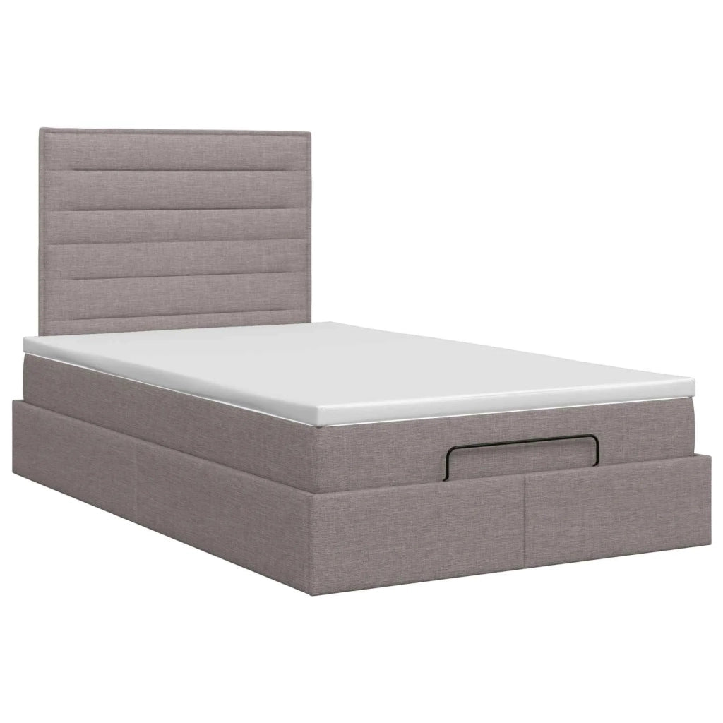 Letto ottomano con materasso Tortora 120 x 190 cm Tessuto 3457394