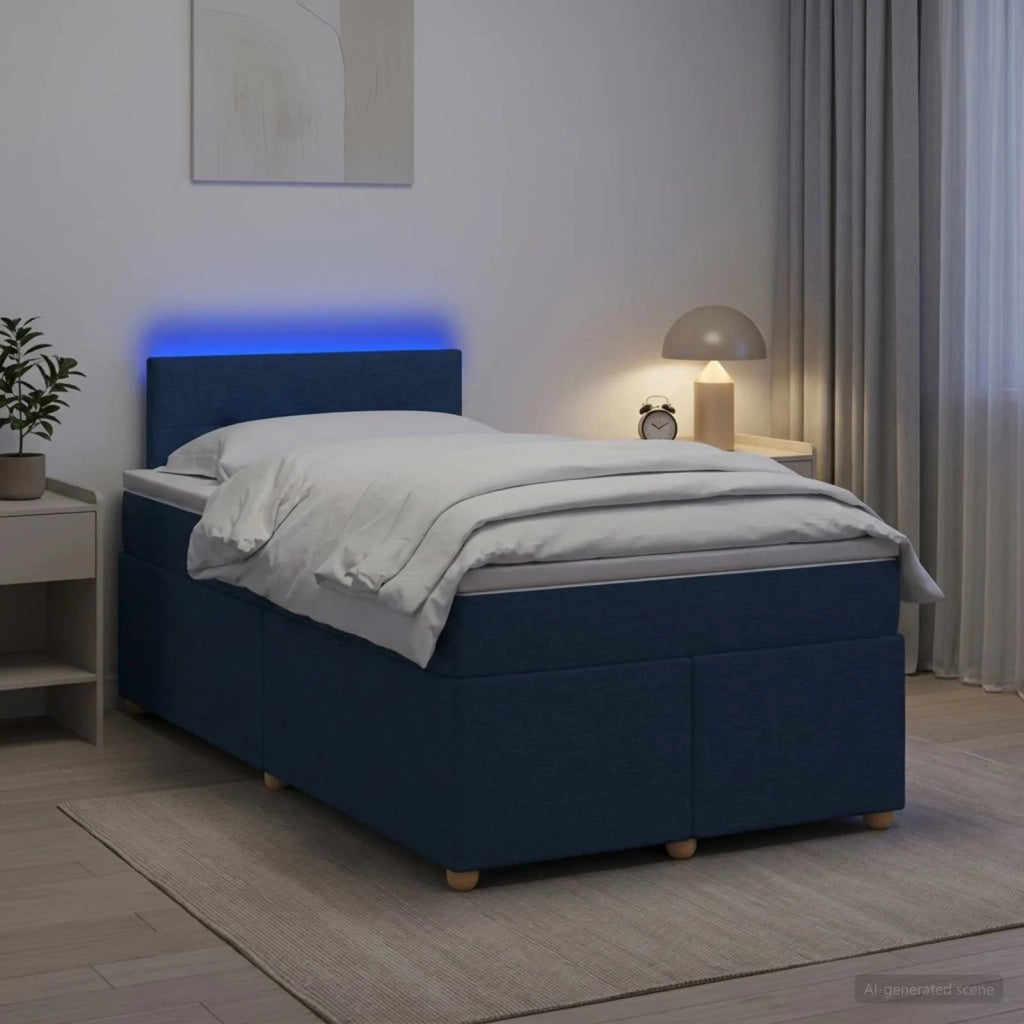 Letto box spring con materasso Blu 120 x 200 cm Tessuto 3452400