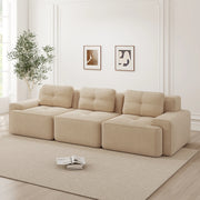 Divano Modulare Angolare 3 Posti ¨C MINIMAL ¨C Velluto a Coste Beige, Seduta Profonda