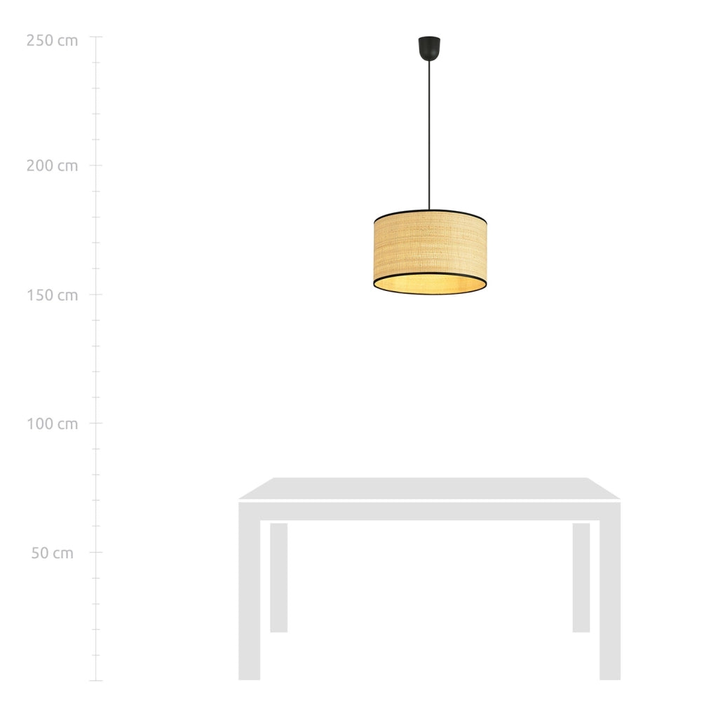Sospensione Nordica 1 Luce Drago In Acciaio Nero E Rattan