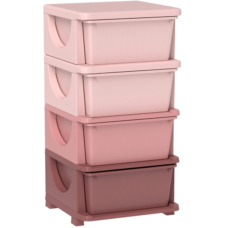 mobile contenitore per bambini 37x37x76 cm rosa – 4 cassetti, senza montaggio