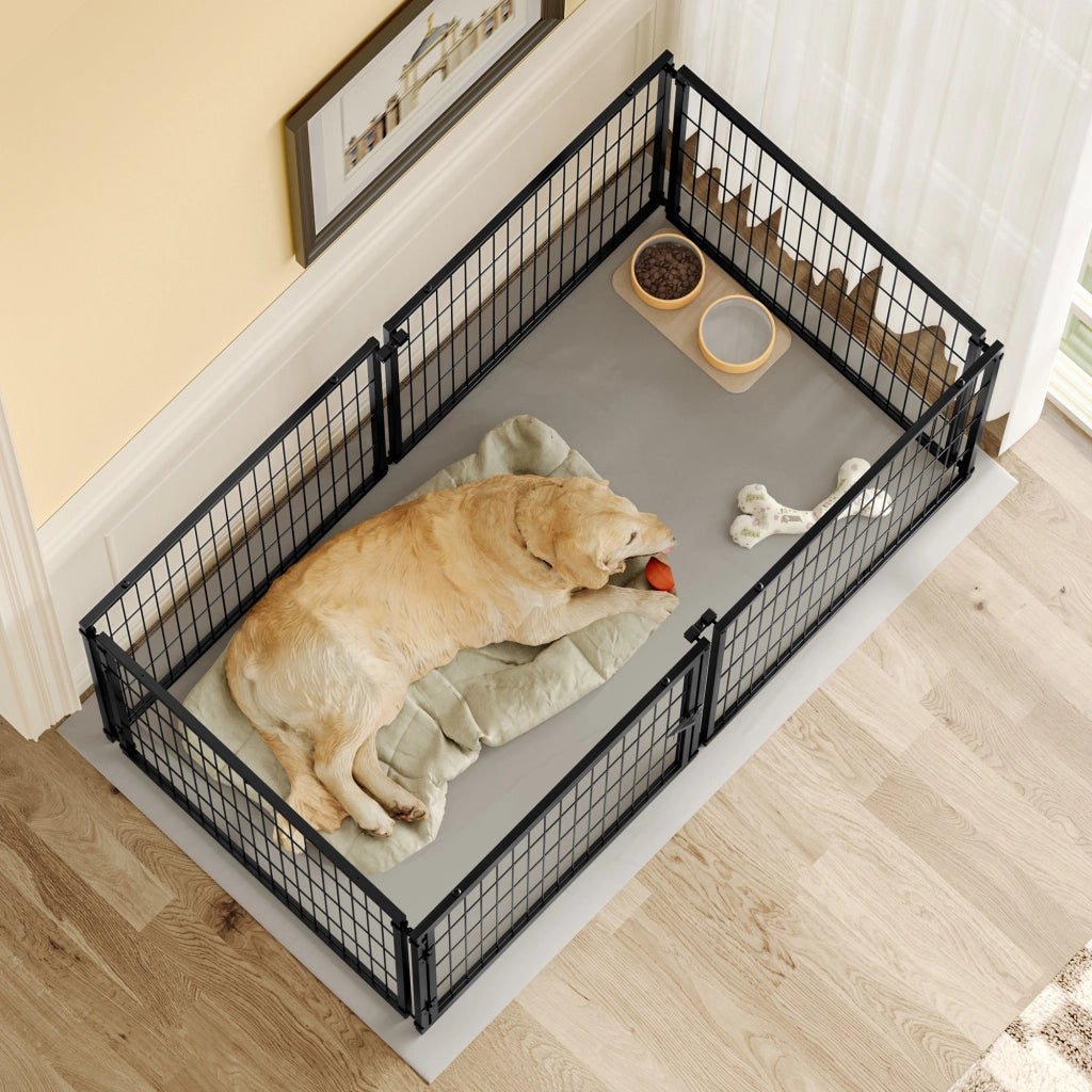 Gabbia modulare per cani con copertura e porta regolabile per interni in metallo e plastica nero 160×80×80 cm