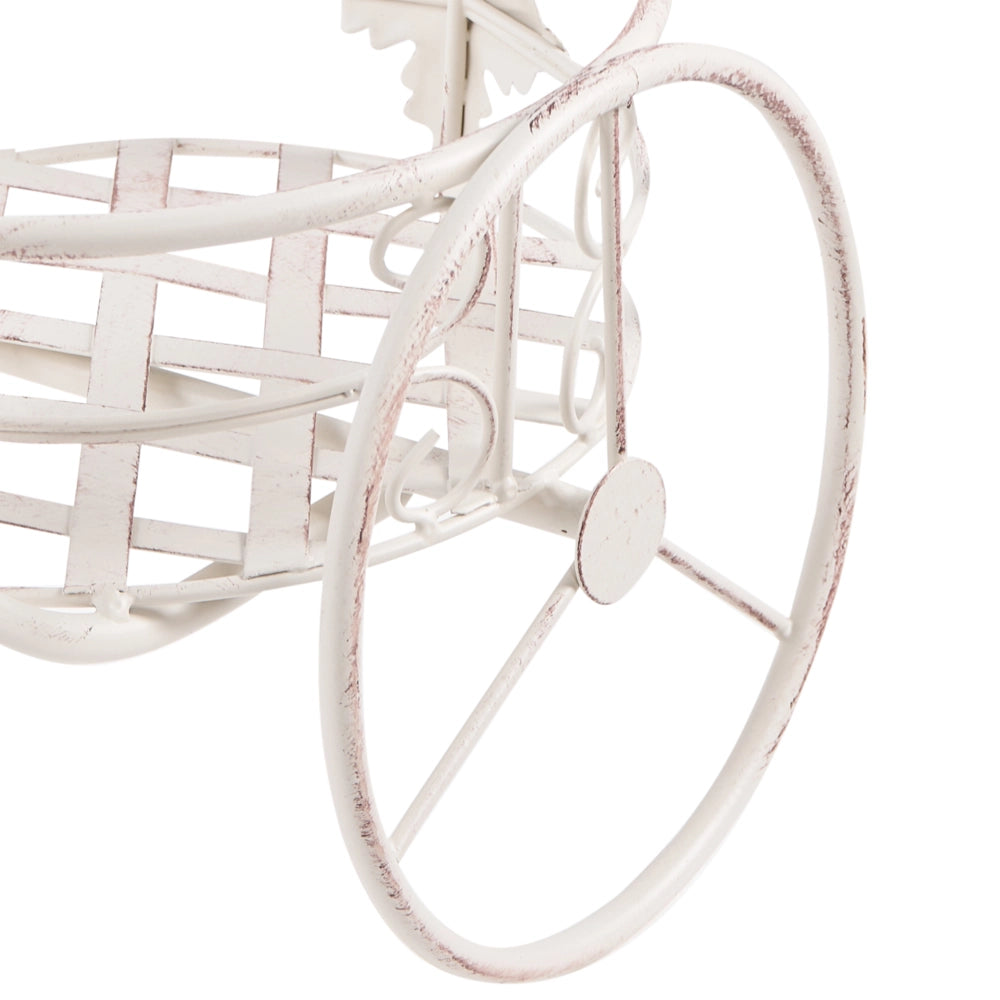 Fioriera a forma di bicicletta in ferro bianco sporco 52 x 26 x 35 cm Supporto per fiori da interno ed esterno
