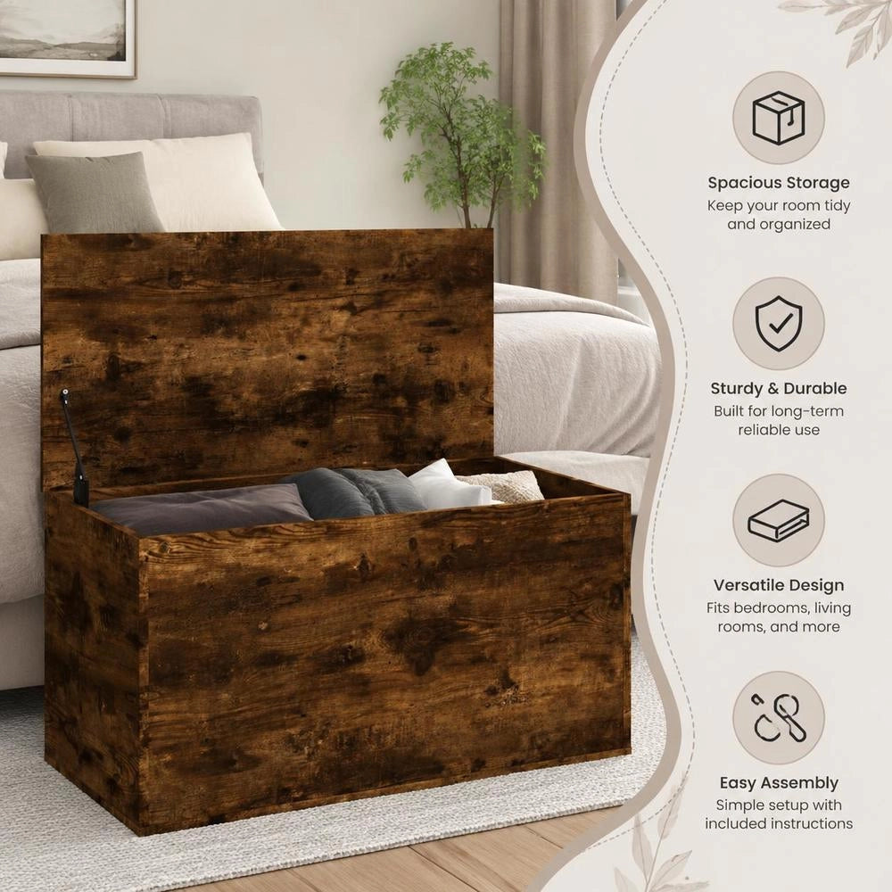 Storage Chest, Smoked Oak, 84x42x46 Cm, Wood Composite