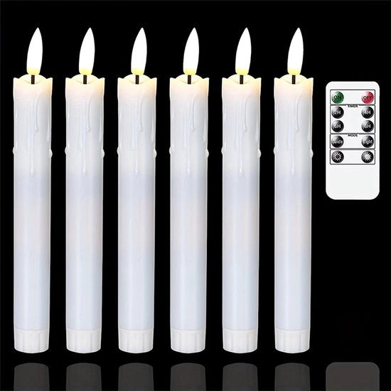 Pacchetto di 6 candele LED alogene con accensione a distanza, illuminazione LED per finestre, 20 cm, bianco; adatto per decorazioni natalizie, matrimoni, feste e ricevimenti. Senza batteria.