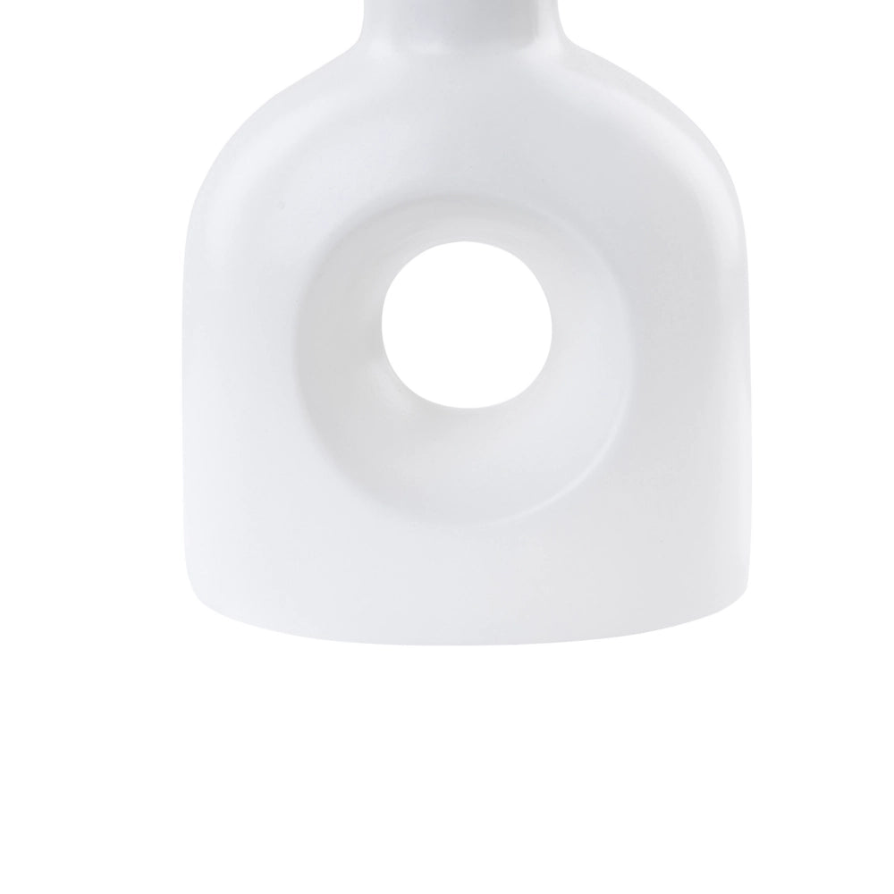 Vaso decorativo per fiori in porcellana con foro 22 cm bianco