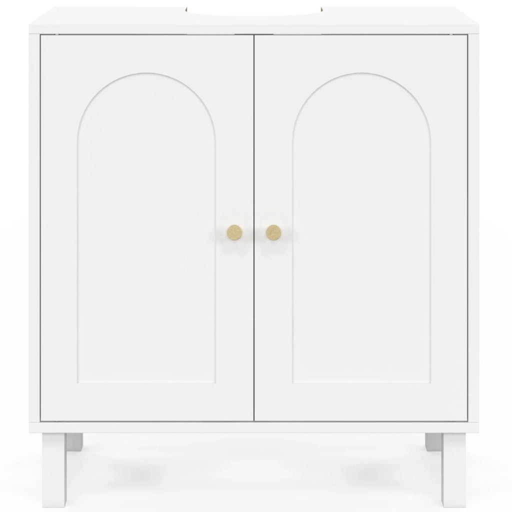 IDMarket - Mobiletto da bagno ARSENE con design ad arco in legno bianco